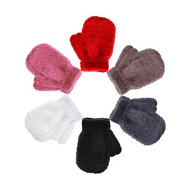 Geyoga 6 Pairs Toddler Mittens Warm Fleece Kids Mittens Winter Stretch Knit Gloves for Baby Boys Girls(Mixed Color, 5-10 Years)