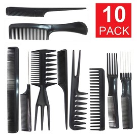 Magic 10 Piece Professional Styling Comb Set, Black