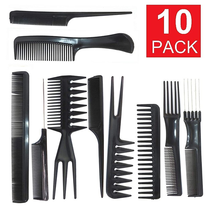 Magic 10 Piece Professional Styling Comb Set, Black