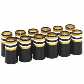 Mykepoda 12pcs Premium Gold/White/Black Stripes Golf Iron Ferrules .370 Universal Ferrules Caps for Carbon Fiber Golf Iron Shaft