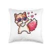 Cat Heart Shape Sunglasses Dabbing Dance Lover Throw Pillow