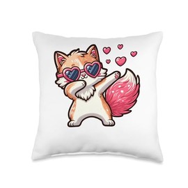 Cat Heart Shape Sunglasses Dabbing Dance Lover Throw Pillow