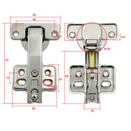 LIKERAINY 95Deg Inset Blind Corner Long-arm Hinge 35mm with Hydraulic Damper for Cabinet Door Soft Closing Stollen Hinges for Cupboard Wardrobe Doors Pack of 8