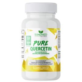 Sundhed Natural Pure Quercetin with Bromelain and Bioperine - Antioxidant Support, Extra Strong Formula with 1000mg, 1-Month Supply