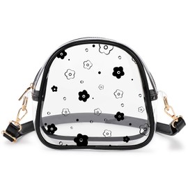 TINYAT Women's Clear Bag, Shoulder Crossbody Bag, Waterproof, Lightweight, Cute, Transparent, Stadium Approved Vinyl, Shoulder Bag, Concert, Travel, Work, black/T5255