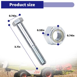 Aomitop 1/2" x 3-1/2" Shear Bolts for Rotary Cutters, with Nylock Nuts - Pack of 6