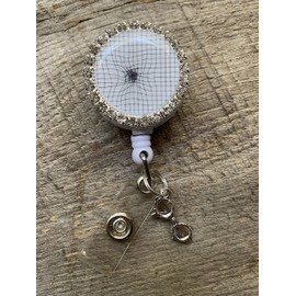 AMSLER GRID Test Macular Degeneration Optometrist Optician Ophthalmologist Retractable Badge Reel Bling Rhinestone c/Glide Clip, Great CHRISTmas Gift!