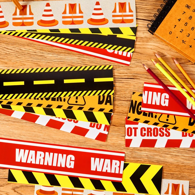 Ireer 72 Pcs Construction Bulletin Board Borders Set Decoration for