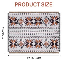 Boho Knitted Throw Blanket, 35.4×60 Inches, Soft Outdoor Picnic Blanket, Stylish Bohemian Couch & Chair Throw for Camping, Beach, Tent, and Home Decor. (Maple Leaf)