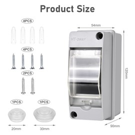 Surface-Mounted Fuse Box: Distribution Box Surface-Mounted, Fuse Box 2 Modules Junction Box IP65 Wet Row Small Distribution Box Surface-Mounted
