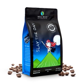 Well-Bean Coffee - Slay the Day Whole Bean Coffee, Dark Brazilian Coffee, Vegan Coffee Beans Whole, Gluten-Free and Keto Friendly Dark Roasted Coffee, 12 oz