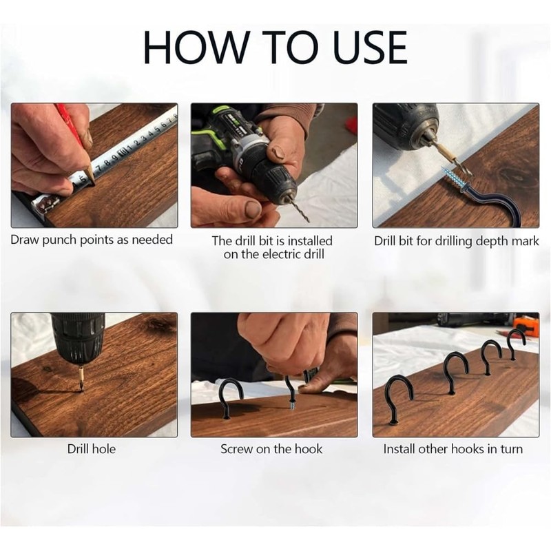 12 Pcs Screw Hook, Cup Ceiling Hooks,Heavy Duty Wall Mount