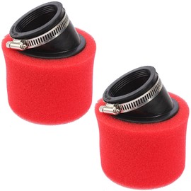LIYYDS 2Pcs Universal 48mm 49mm 50mm Red Angled Double Foam Pod Performance Filter 50cc 70cc 90cc 110cc 125cc ATV Quad Scooter Go Kart Moped Pit Super Pocket Mini Bike