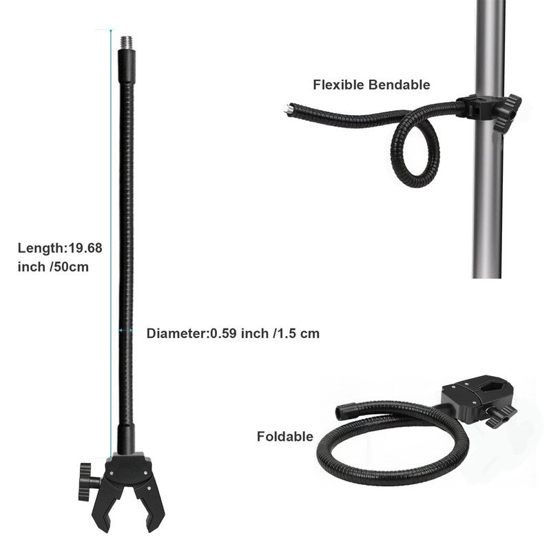 Gooseneck Microphone Stand, 19.69" Flexible Adjustable Arm with Super Crab