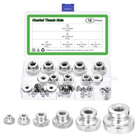 sourcing map 30Pcs Knurled Thumb Nuts, M3 M4 M5 M6 M8 M10 Round Knobs Fasteners with Nickel Plated Adjusting Knurled Nut Fasteners Nuts for 3D Printer Parts, Silver