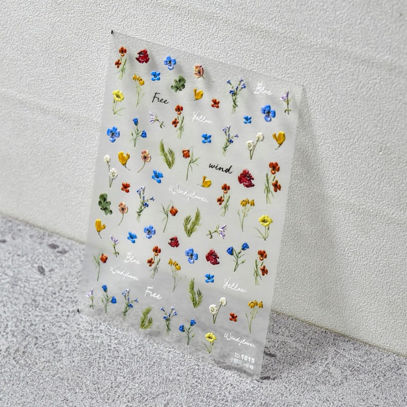 JMEOWIO 3D Nagelsticker Bunte Blumen Nail Art Sticker Selbstklebend Nagelaufkleber