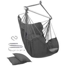 MIZTLI Hammock Chair Hanging Chair Swing Chair Hanging Chair for Bedroom Indoor Outdoor- Max 500 Lbs－Steel Spreader Bar with Anti-Slip Rings, 2 Cushions
