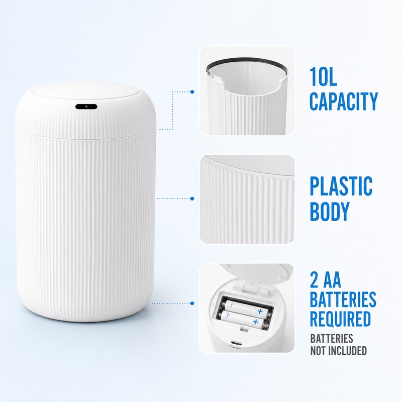 10L Automatic Motion Sensor Trash Can with Lid and Pressure