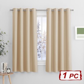 PONY DANCE Thermal Curtain with Eyelets – 1 Piece H 158 x W 132 cm Blackout Curtain Short Curtain Children's Room Girls Thermal Curtain Against Cold and Heat Eyelet Curtain Biscotti Beige