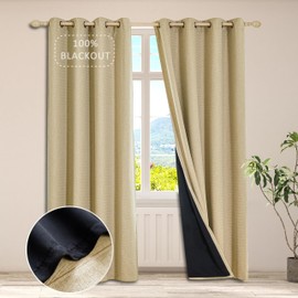 GRALI Cortinas Térmicas Sala, Cortinas de Doble Capa para Bloquear el Calor y Luz, Color Beige, 132 x 213 CM, 1 Par