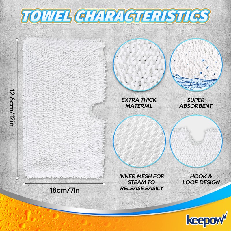 KEEPOW Steam Mop Replacement Pads 1+1 Pack Compatible with Shark