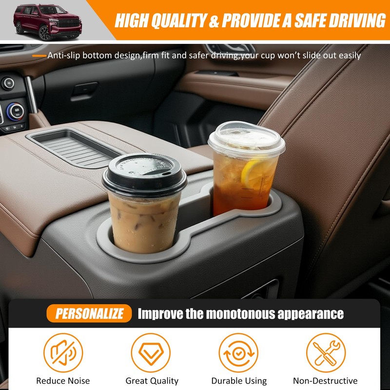 Center Console Cup Holder Compatible with 2021-2026 Chevy Tahoe Suburban&GMC