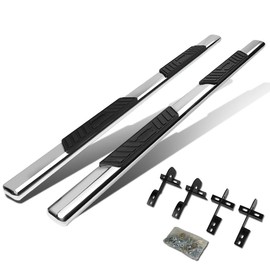 Auto Dynasty Running Boards 5 Inches Oval Tubing Side Steps Nerf Bar for Truck Compatible with Lincoln Mark LT Ford F150 Crew Cab 2004-2008, Stainless Steel, Polished Chrome