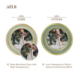 AELS 4x4 Inch Vintage Picture Frame, Elegant Antique Photo Frames with Glass Front, Photo Display, Tabletop Wall Hanging, Gift Ideas, Oval Sage Green with Gold Trim