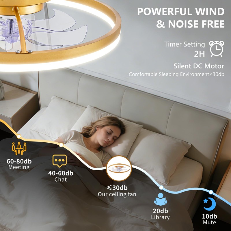 ORITHAM 20" Low Profile Ceiling Fans with Lights and Remote