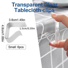 Pack of 6 Plastic Tablecloth Clips, Transparent Table Cloth Holder for 2-3.5 cm Table Christmas Home Wedding Party Indoor Outdoor Tables Camping