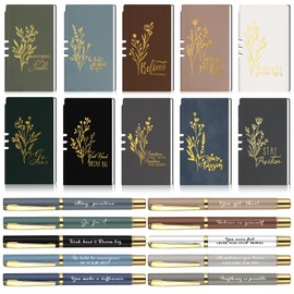 Moinchore 10 Set Inspirational Gifts for Coworkers 10 A6 Leather Aesthetic Journal Notebook with 10 Pens Employee Appreciation Gift for Team Coworker Nurse(Inspirational)