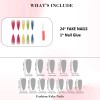Imrain Colorful Ombre Press on Nails Long Stiletto Fake Nails