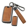 ontto Key Fob Case Metal Key Shell Leather Car Key