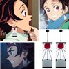 925 Sterling Silver Tanjiro Earrings,Anime Cosplay Tanjiro Black Earrings Ear