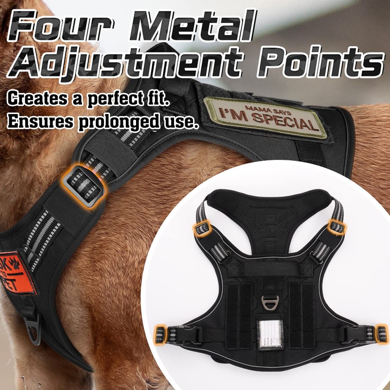 rabbitgoo Tactical Dog Harness for Large Dogs, No Pull Military