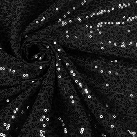 Vonty Sequin Fabric by The Yard - 1 Yard Black Sequin Fabric, Glitter Fabric Sparkly Shiny Fabrics Mesh Mermaid Fabric for Sewing Wedding Dress Tablecloth Party Decorative DIY(48 Inch Wide)
