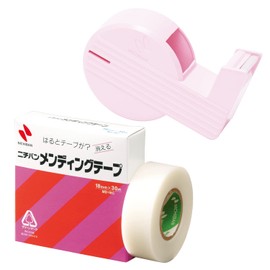 Nichiban MD18C-CBPK Mending Tape Small Roll 0.7 inches (18 mm) x 99.8 ft (30 m) Tape Cutter Straight Beauty Set (Straight Cut)