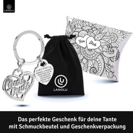 LANOLU Keyring Mum, Pendant Best Mum Key Ring, Gift for Mother for Mother's Day, Birthday Gift for Mum, Heart with Your Mum Features, best aunt heart silver