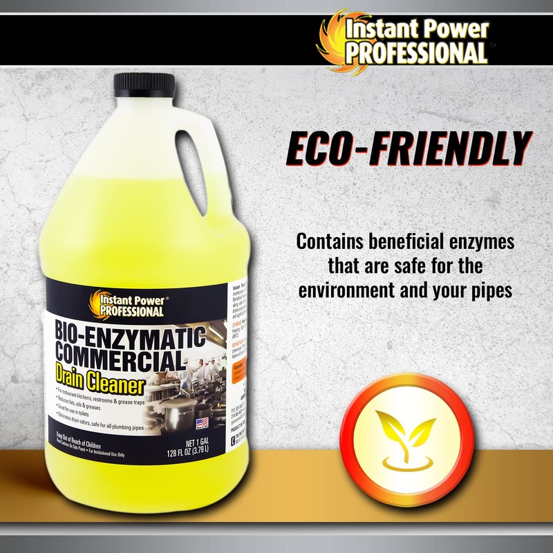 Instant Power Professional Enzyme Drain Cleaner, Drainage Clog Remover, 128