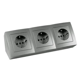 McPower MC POWER Steckdosenblock Unterbausteckdosen | FLAIR | 3-fach Schutzkontaktsteckdosen, 15cm Kabel mit L1sterklemme, 230V / 16A, Aufbau, anthrazit matt
