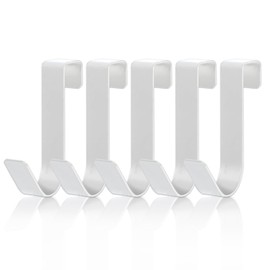 WLLHYF Pack of 5 Towel Hooks Universal Door Hooks Stainless Steel Waterproof Hooks Door Coat Rack for Hanging Bathroom Frameless Glass Door, 2.1 cm (White)