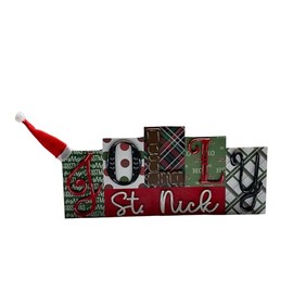 Jolly St Nick - Santa - Xmas - Wood Blocks - Decorative - Shelf Sitter - Gift Present for Her Him