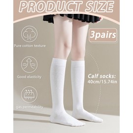 FUGLUS Women's Knee Socks, Long Traditional Knee Stockings, White, Lolita Socks, Long Knee Socks for Running, Football, Cheerleading, Oktoberfest (White)