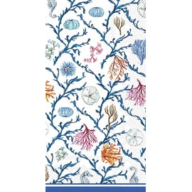 IHR Ideal Home Range Dinner Napkins Rosanne Beck Disposable 3-Ply Paper Hand Towels, 8.5" x 4.5", Blue Coastal, 16-Count