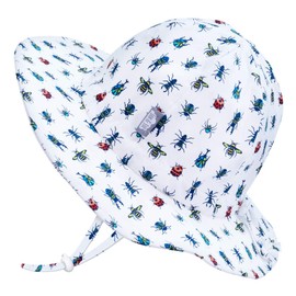 JAN & JUL Newborn Boy Beach Sun-Hat for Baby, Adjustable Strap (S: 0-6 Months, Bugs)