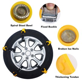 AOSUYOU 10 PCS Car Tire Snow Chains Adjustable Car Snow Chains Anti-Skid Chains Fits for Most Car/SUV/Truck 7.2-11.6Inches,Yellow