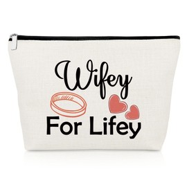 Wifey Gifts for Women Makeup Bag Wedding Gifts for Bride from Groom Bride Bridal Shower Gifts Cosmetic Bag Wife Wedding Day Gift Engagement Gifts for Her Wifey Birthday Gifts Cosmetic Pouch Travel