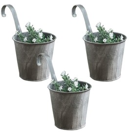YZNlife Set of 3 Metal Iron Hanging Pot Planter with Hooks, Sheet Iron Flower Pot, Vase, Balcony, Garden Flower Pot, Hanging Planter with Hooks