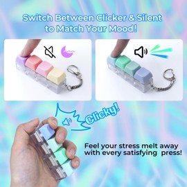 Clicky Keyboard Fidget Toys for Anxiety Relief - Tactile Stress Relief Keyboard Clicker Fidgets for Adults & Teens, Clicky Switch Sensory Fidget Keychain, Portable Stress Reliever Gift for Office/ADHD