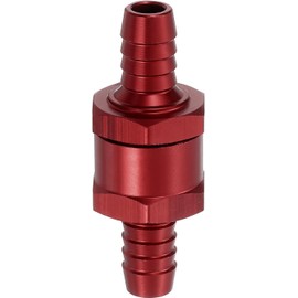 uxcell 10mm (3/8") Fuel Check Valve, Non-Return One Way Check Valve, Aluminum Alloy Control Accessories for Petrol, Diesel, Gas, Oil, Air, Water, Red